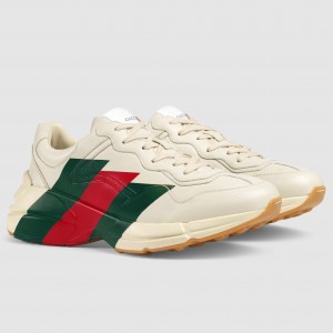 Gucci Men's Rhyton Sneakers with Web Print 