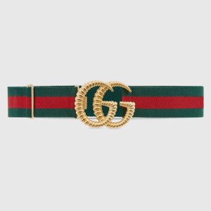 Gucci Web Elastic Belt with Torchon Double G Buckle