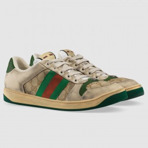Gucci Men's Screener Sneakers with Green Details