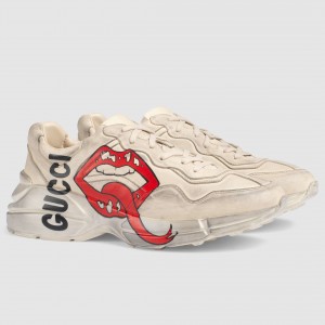 Gucci Men's Rhyton Sneakers with Mouth Print