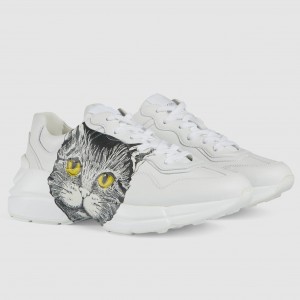 Gucci Women's Rhyton Sneakers With Mystic Cat Print