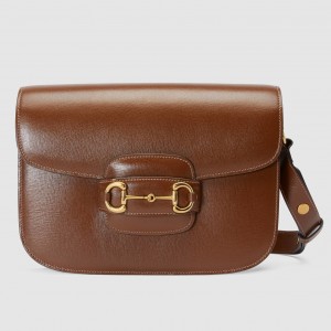 Gucci Horsebit 1955 Shoulder Bag in Brown Calfskin