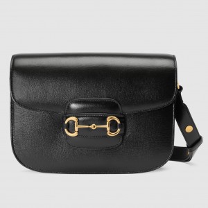 Gucci Horsebit 1955 Shoulder Bag in Black Calfskin