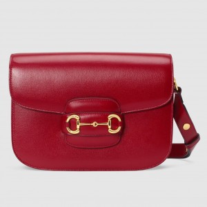 Gucci Horsebit 1955 Shoulder Bag in Red Calfskin