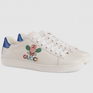 Gucci Women's Ace Sneakers in White Leather with Gucci Tennis