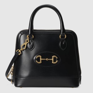 Gucci Horsebit 1955 Small Top Handle Bag in Black Calfskin