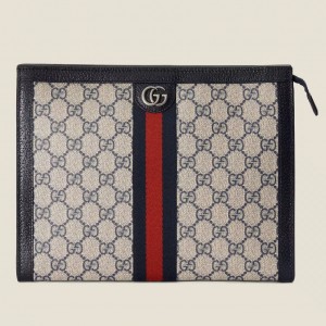 Gucci Ophidia GG Pouch in Blue GG Supreme Canvas