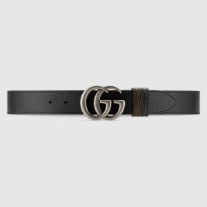 Gucci GG Marmont Reversible Belt 38MM in Noir/Brown Leather