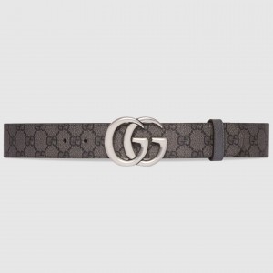 Gucci GG Marmont Reversible Belt 38MM in Grey GG Canvas