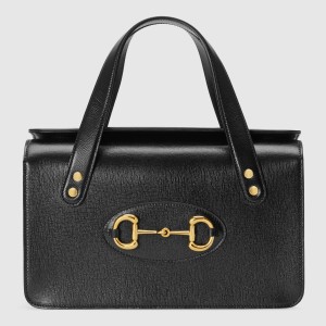 Gucci Horsebit 1955 Small Top Handle Bag in Black Leather