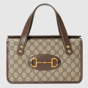 Gucci Horsebit 1955 Small Top Handle Bag in Beige GG Canvas