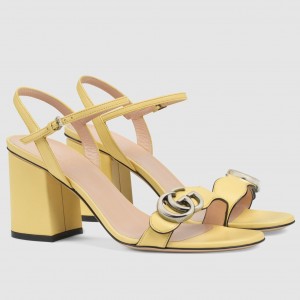 Gucci Marmont Sandals 75mm in Pastel Yellow Leather