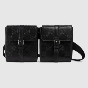 Gucci Belt Bag in Black GG Embossed Leather