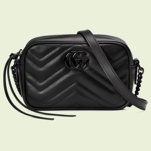 Gucci GG Marmont Mini Camera Bag in Black Matelasse Calfskin
