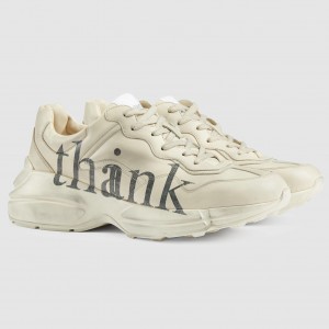 Gucci Men's Rhyton Sneakers with Thank Print
