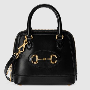 Gucci Horsebit 1955 Mini Top Handle Bag in Black Calfskin