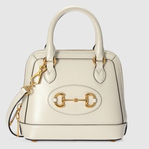 Gucci Horsebit 1955 Mini Top Handle Bag in White Calfskin