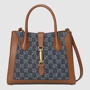 Gucci Jackie 1961 Medium Tote Bag in GG Jacquard Denim