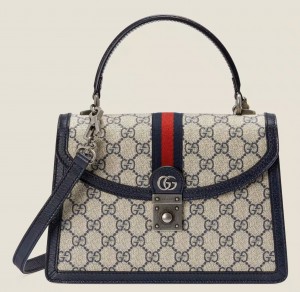 Gucci Ophidia GG Small Top Handle bag in Blue Supreme Canvas