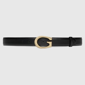 Gucci G Buckle Belt 30MM in Black Leather
