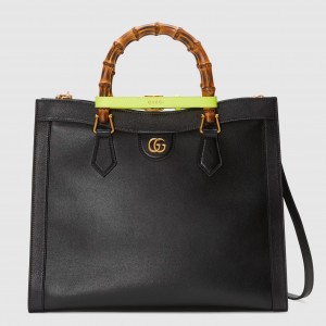 Gucci Diana Medium Tote Bag in Black Leather