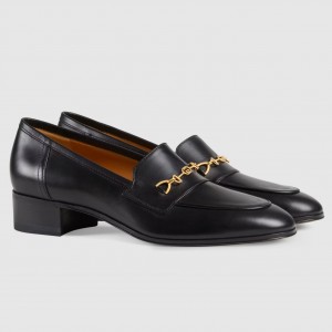 Gucci Women's Interlocking G Horsebit Loafers In Black Leather
