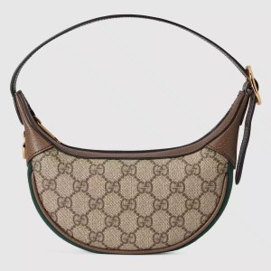 Gucci Ophidia GG Mini Hobo Bag in GG Canvas with Brown Leather