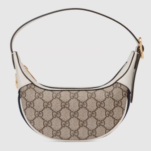 Gucci Ophidia GG Mini Hobo Bag in GG Canvas with White Leather