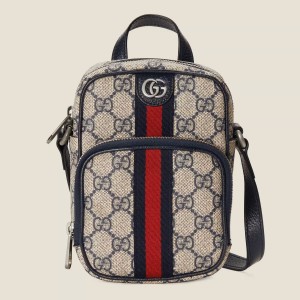Gucci Ophidia GG Mini Bag in Blue Supreme Canvas