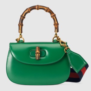 Gucci Bamboo 1947 Small Top Handle Bag in Green Leather