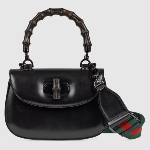 Gucci Bamboo 1947 Small Top Handle Bag in Black Leather