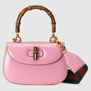 Gucci Bamboo 1947 Small Top Handle Bag in Pink Leather