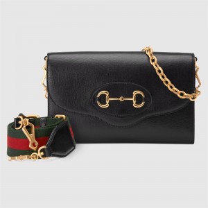 Gucci Horsebit 1955 Small Bag in Black Leather with Chain
