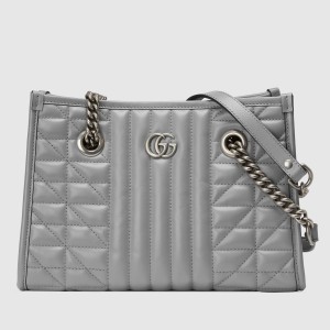 Gucci GG Marmont Small Tote in Grey Matelasse Leather