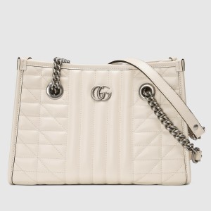 Gucci GG Marmont Small Tote in White Matelasse Leather