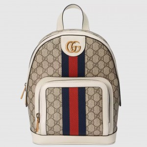Gucci Ophidia GG Supreme Backpack with White Leather