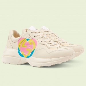 Gucci Women's Rhyton Sneakers with Heart Print