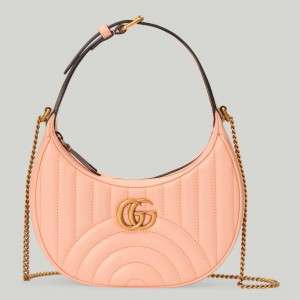 Gucci GG Marmont Half-moon Mini Bag in Round Matelasse Leather