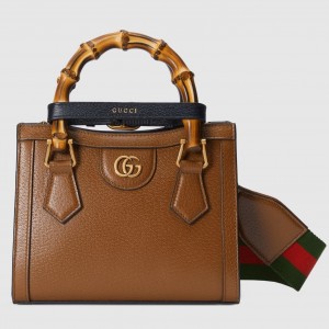 Gucci Diana Mini Tote Bag in Brown Calfskin