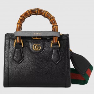 Gucci Diana Mini Tote Bag in Black Calfskin