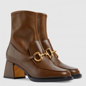 Gucci Ankle Boots in Brown Leather with Horsebit