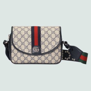Gucci Ophidia GG Small Shoulder Bag in Blue Supreme Canvas