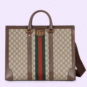 Gucci Ophidia Large Tote Bag in Beige GG Supreme Canvas