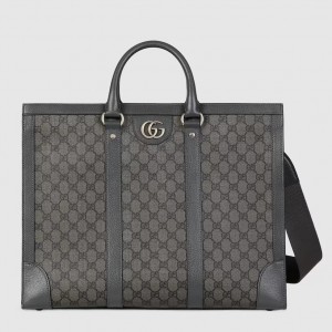 Gucci Men's Ophidia Large Tote Bag in Grey GG Supreme Canvas