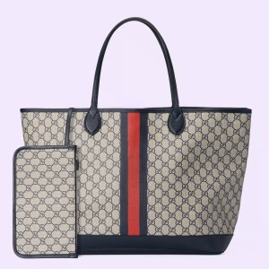 Gucci Ophidia GG Large Tote Bag in Blue GG Supreme Canvas