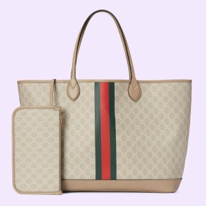 Gucci Ophidia GG Large Tote Bag in White GG Supreme Canvas