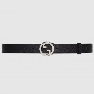 Gucci Blondie Belt 30MM in Black Debossed GG Leather