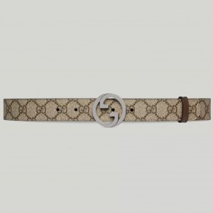 Gucci Blondie Belt 30MM in Beige GG Supreme Canvas