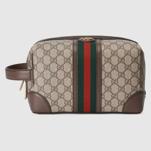 Gucci Savoy Toiletry Case in Beige GG Supreme Canvas
