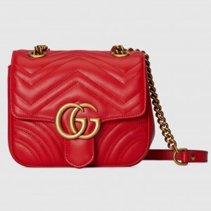 Gucci GG Marmont Square Mini Bag in Red Chevron Leather